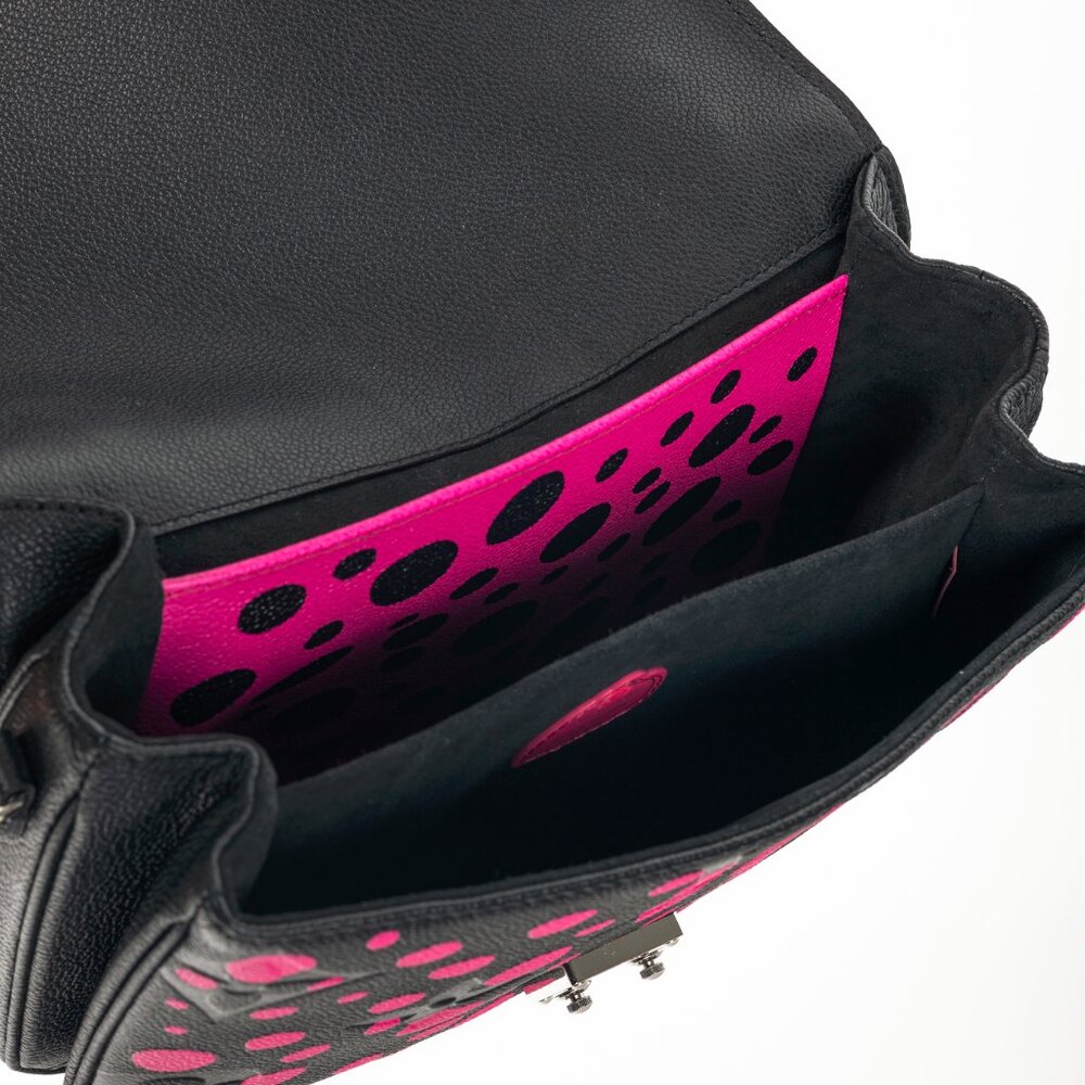 Louis Vuitton x Yayoi Kusama Pochette Metis MM Black & Fuchsia Satchel - Picture 14 of 16